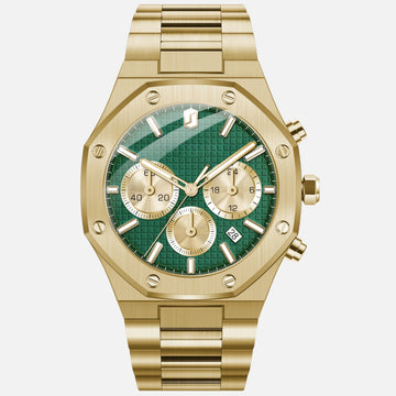 SAPHRON KRNNO men’s chronograph watch gold green dial