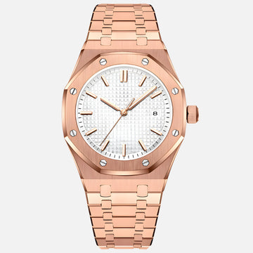 monarch krnno men’s quartz watch front view rose gold