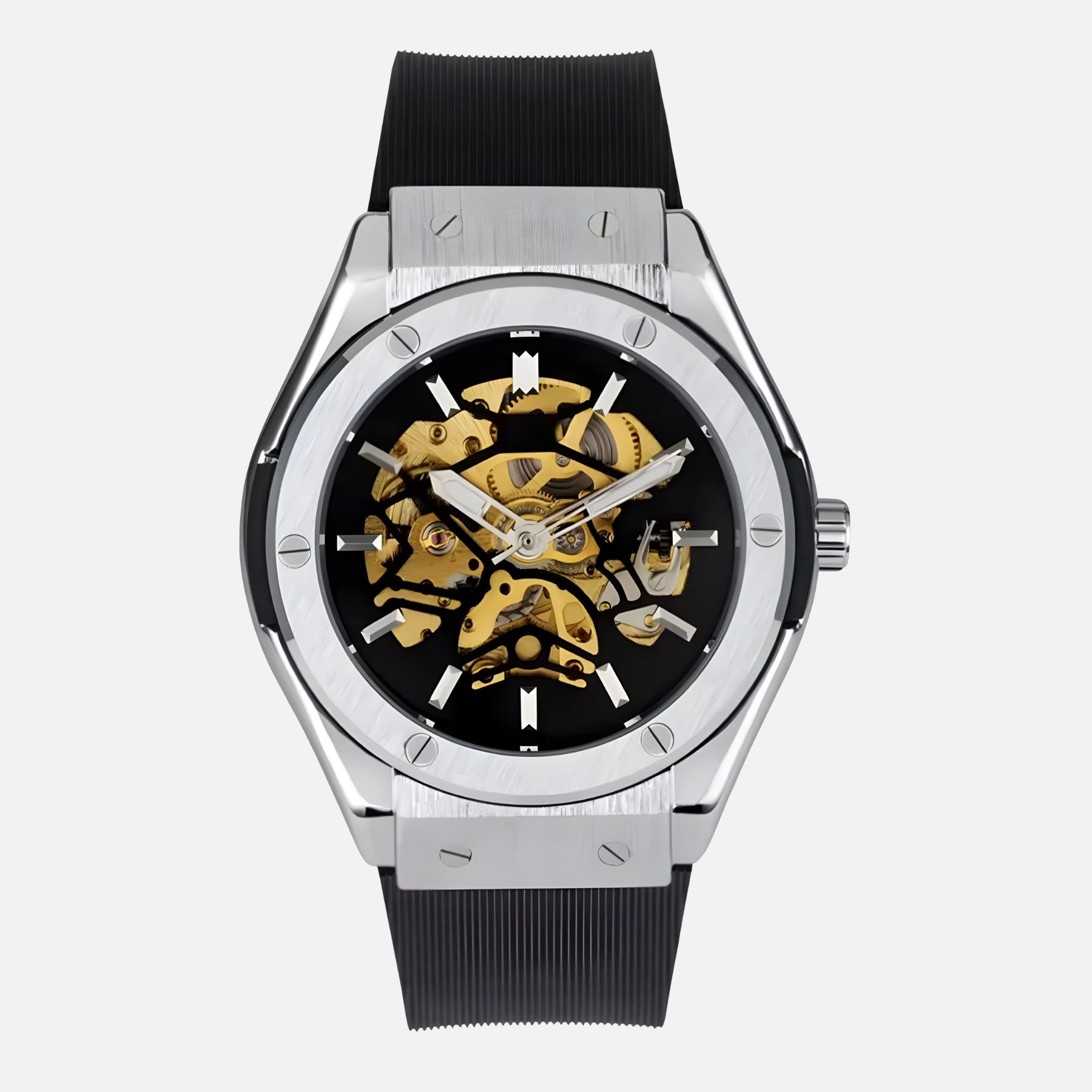 PHANTOM men’s skeleton watch in silver – open-heart mechanical design