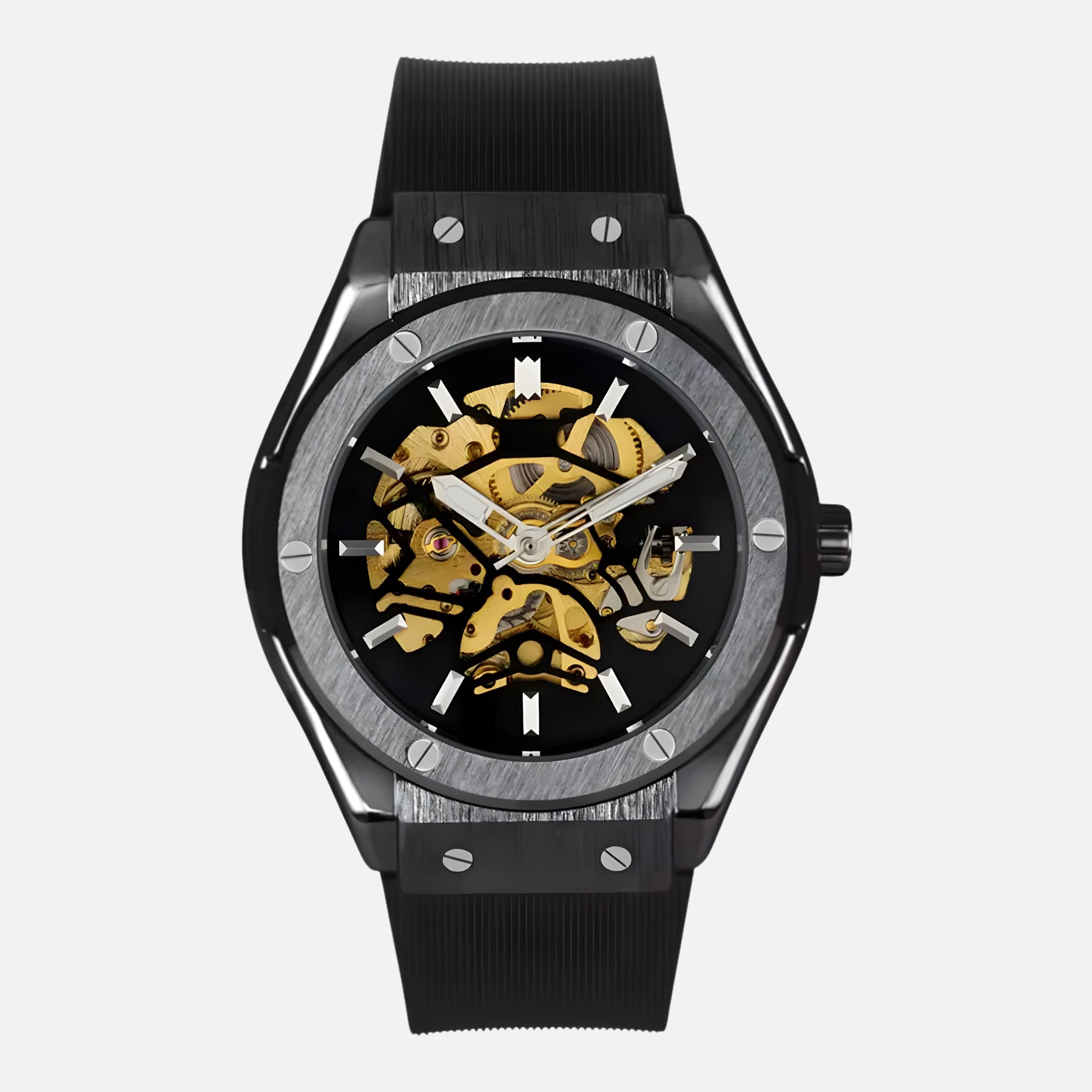 PHANTOM black skeleton watch – luxury mechanical timepiece for men