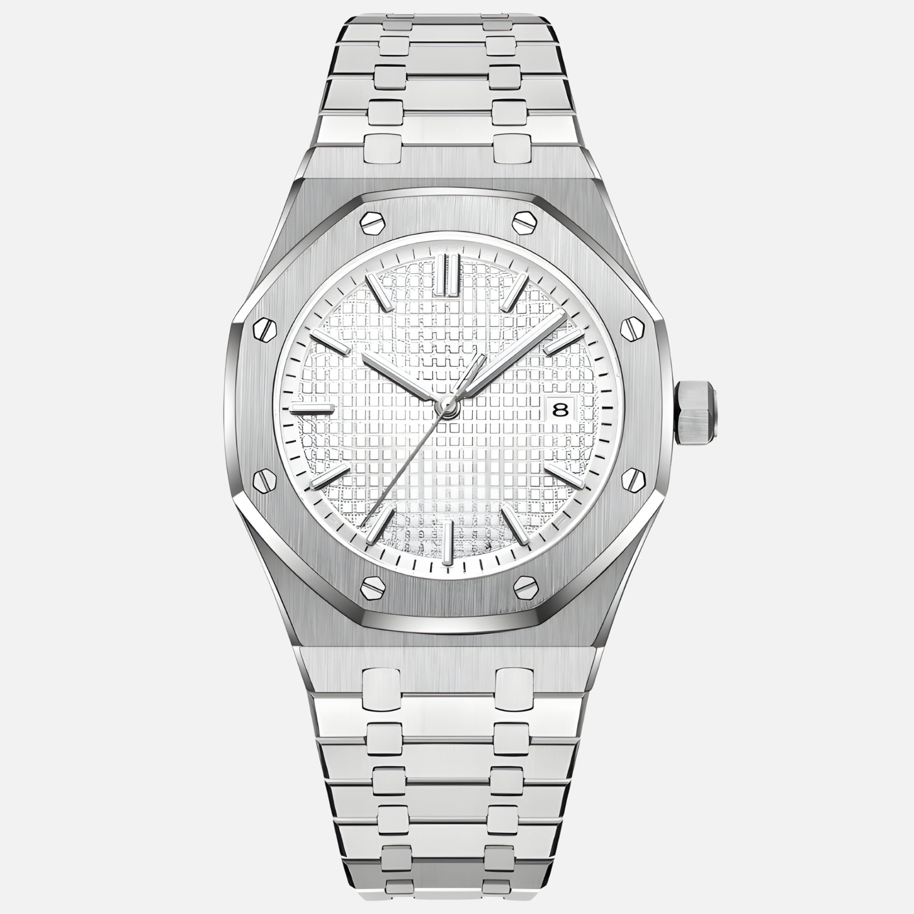 monarch krnno men’s quartz watch front view silver