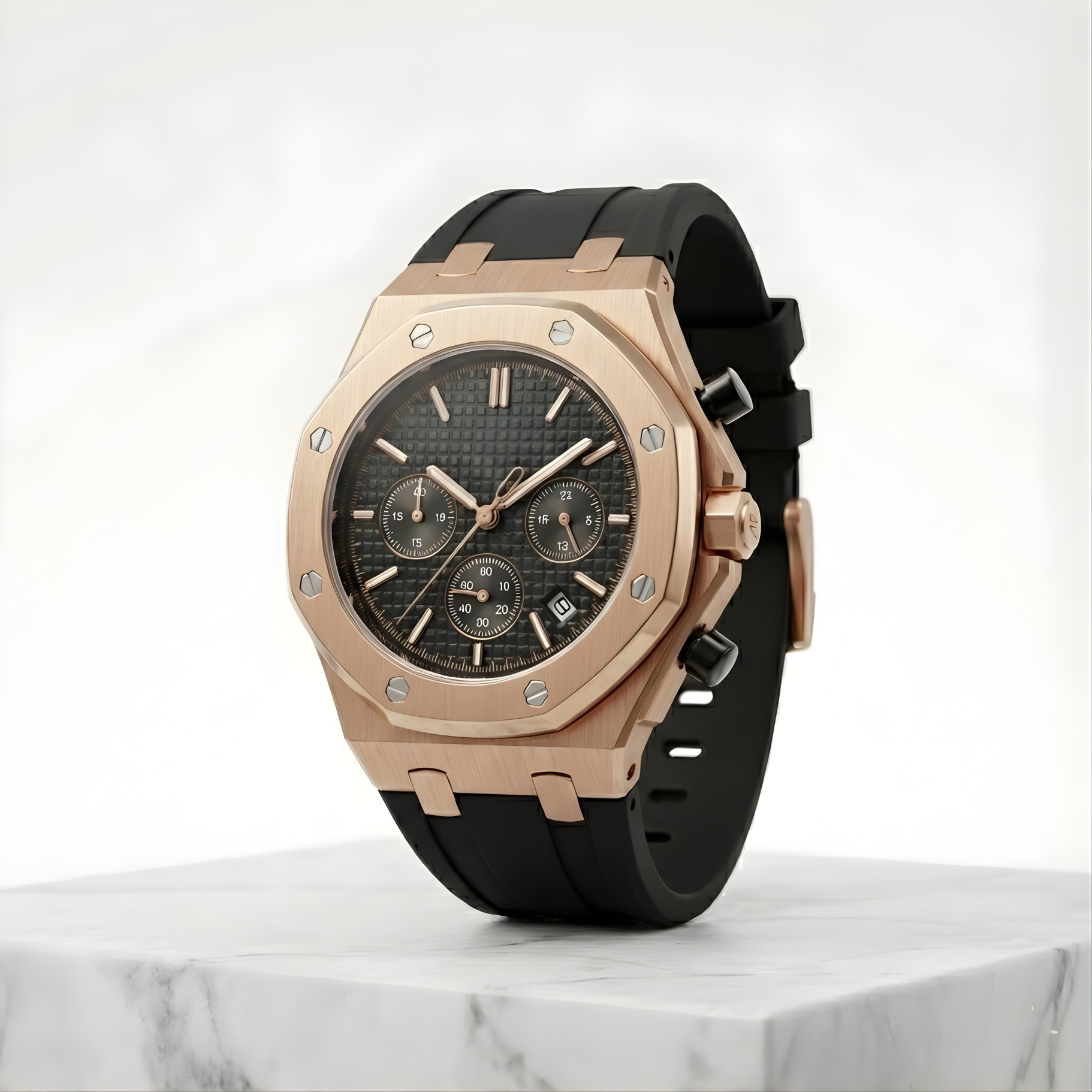 CHRONOX chronograph watch on wrist rose gold