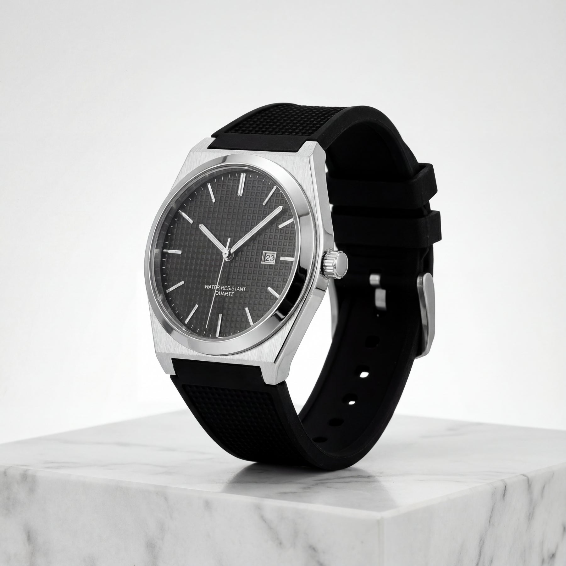 ARION KRNNO men’s quartz watch white dial wrist shot outdoors