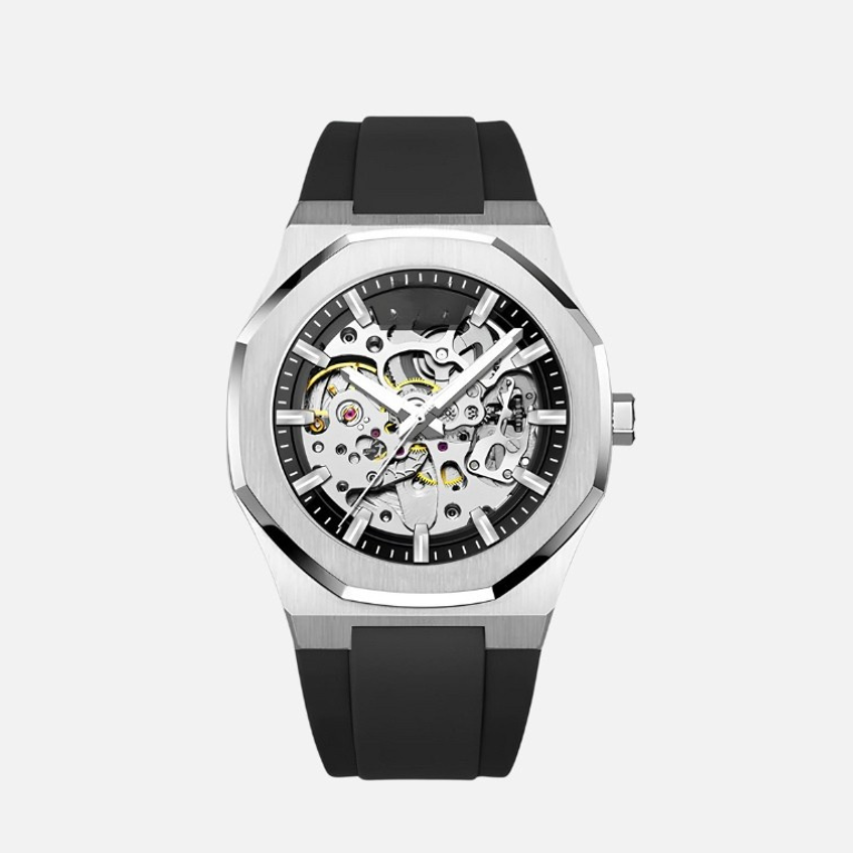 SPECTRAL stainless-steel skeleton watch with exposed mechanical movement